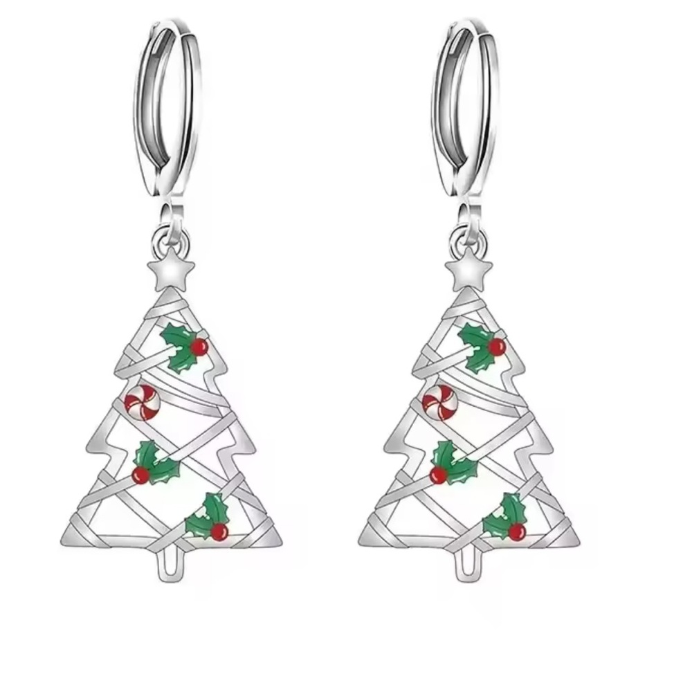 Anthropologie Festive Sterling Silver 925 Tree Earrings